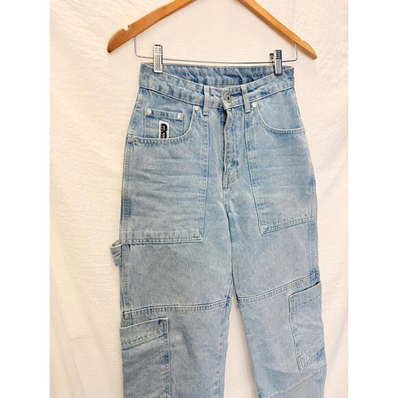 The Ragged Priest Light‎ Blue Straight Leg Combat Carpenter Denim Jeans 26" - Picture 6 of 8